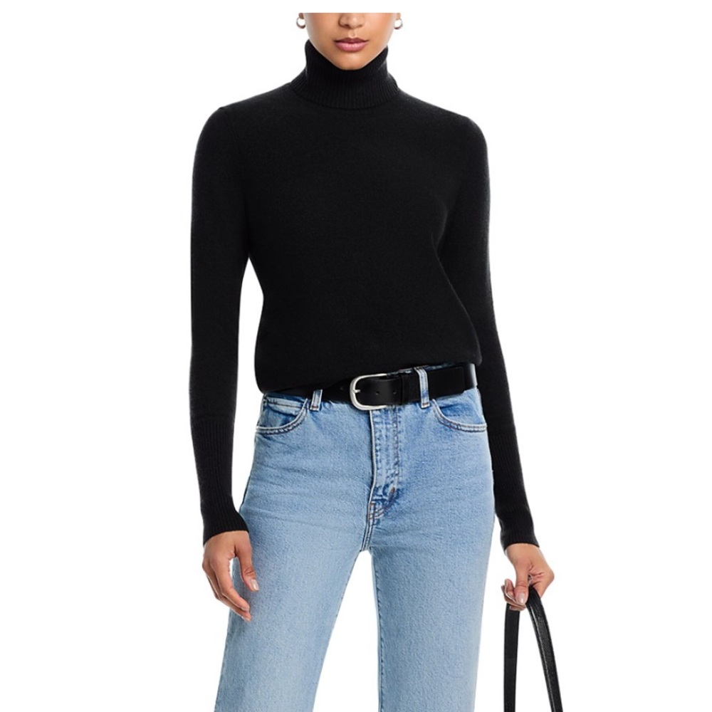 NWT Aqua Black Cashmere Turtleneck